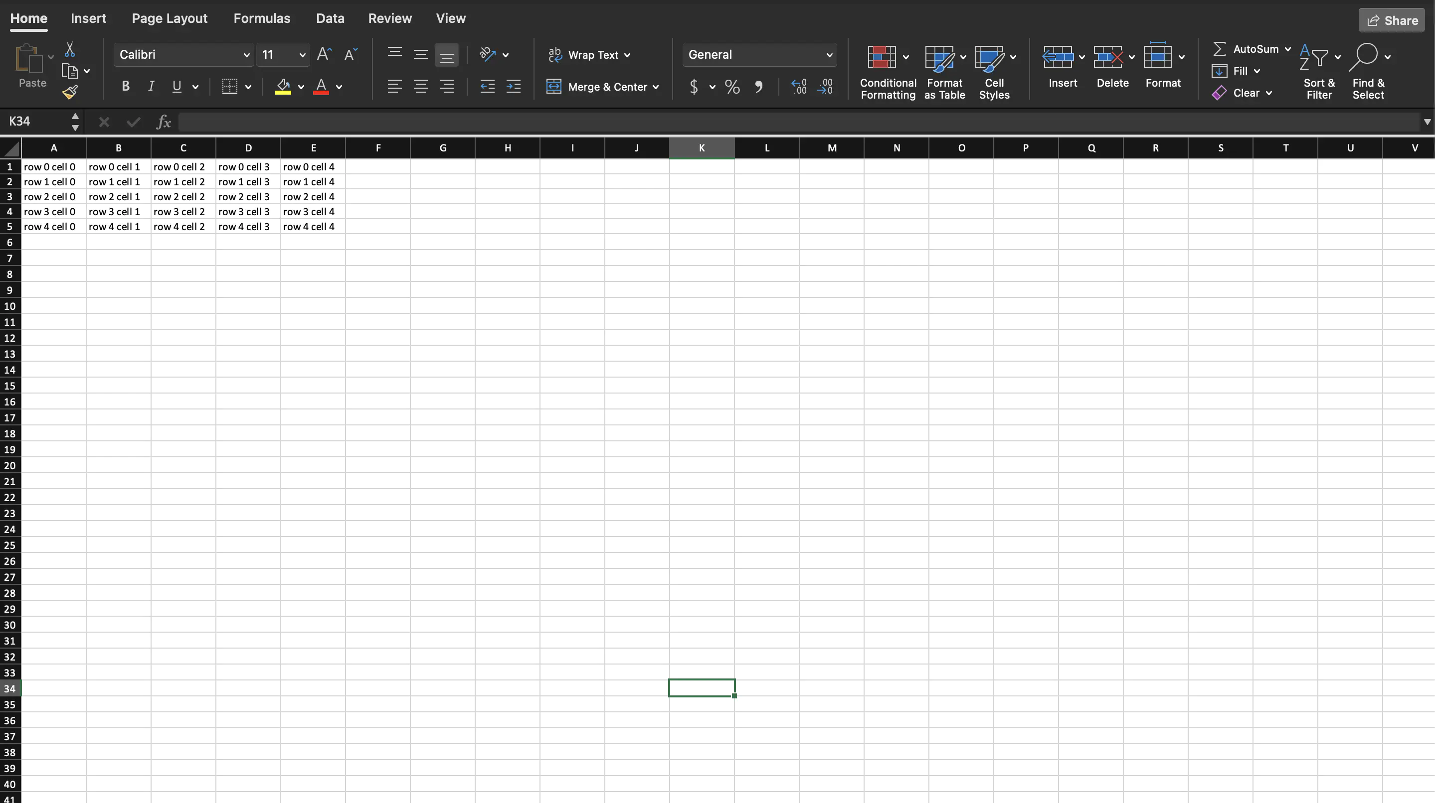 Simple spreadsheet