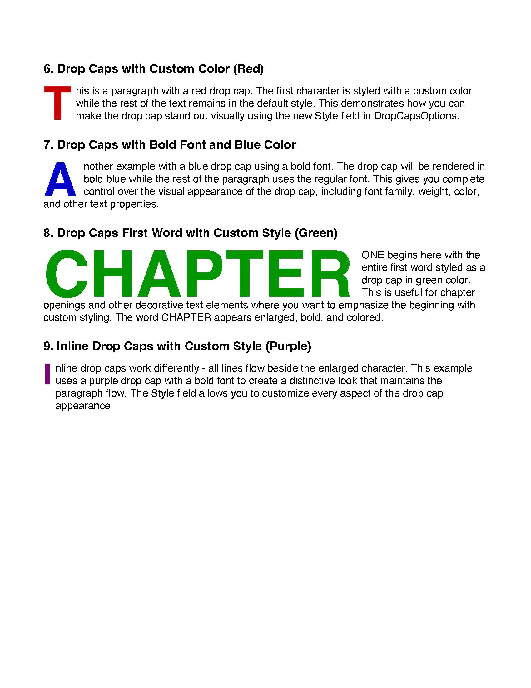 Drop caps output page 2