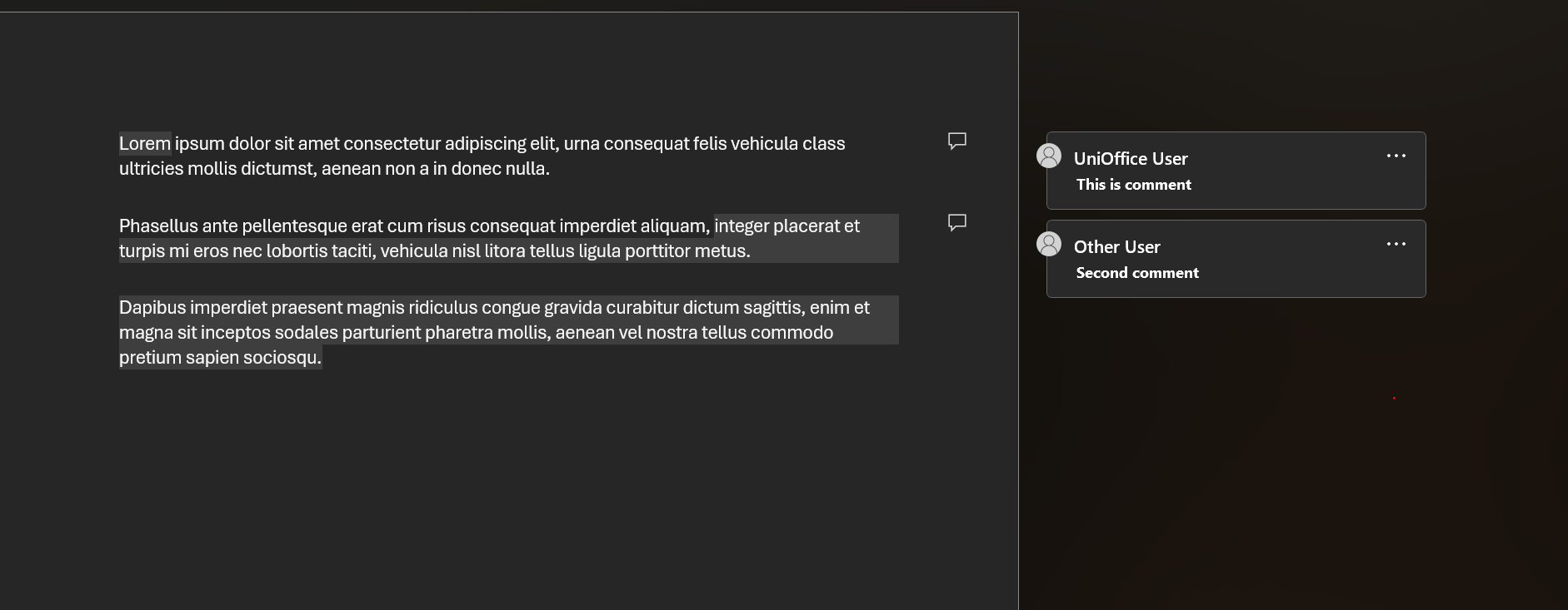 Document with two comment ranges