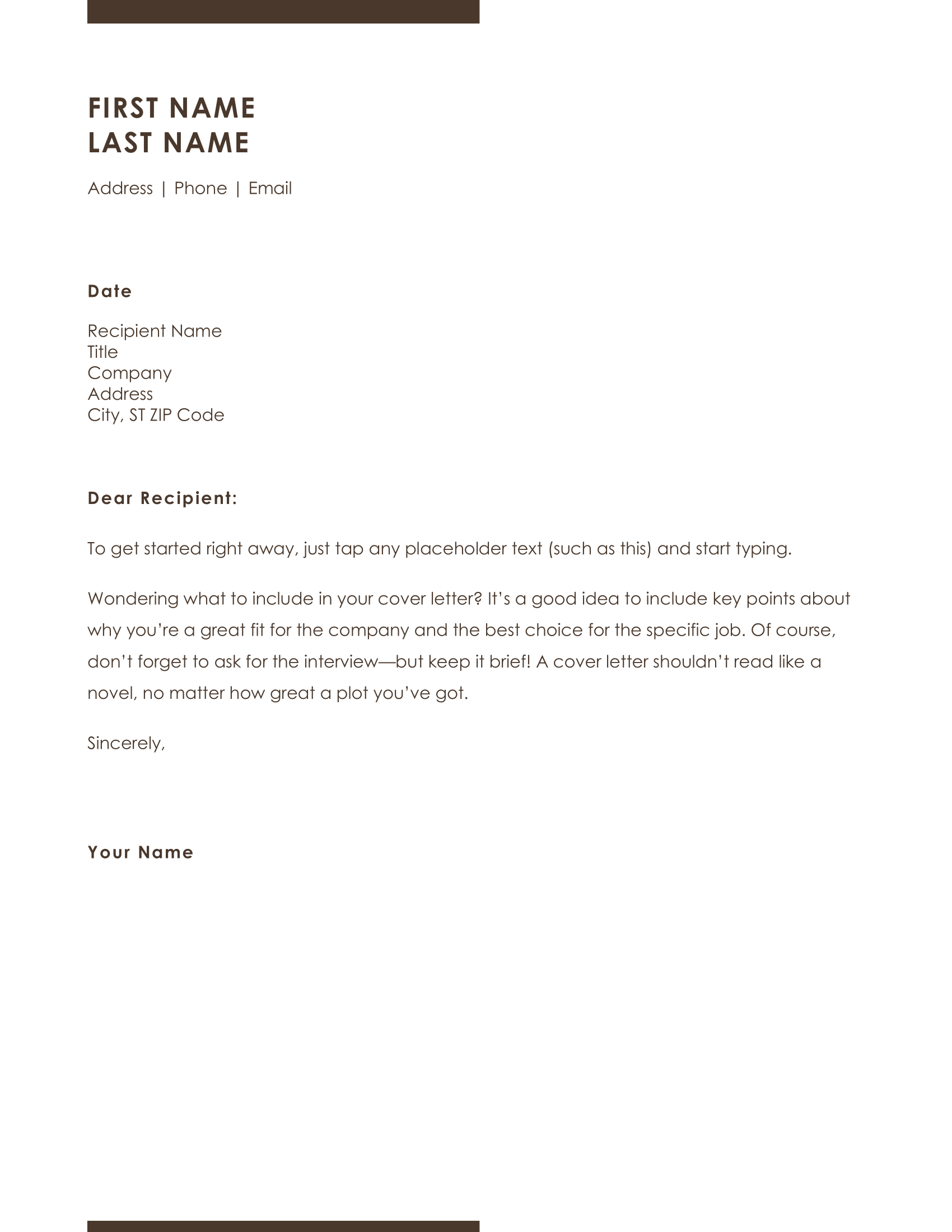 Cover letter template