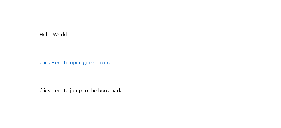 Document with an external hyperlink and a bookmark link