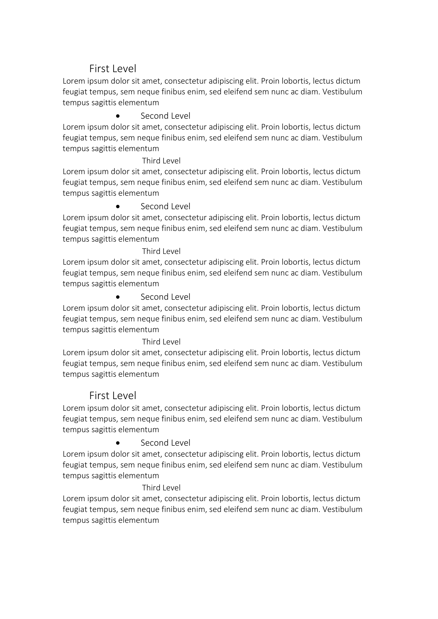 First page of headings and body text