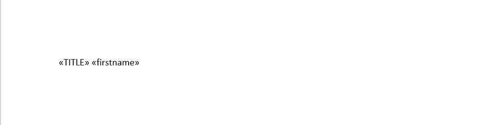 The mail merge template before merging