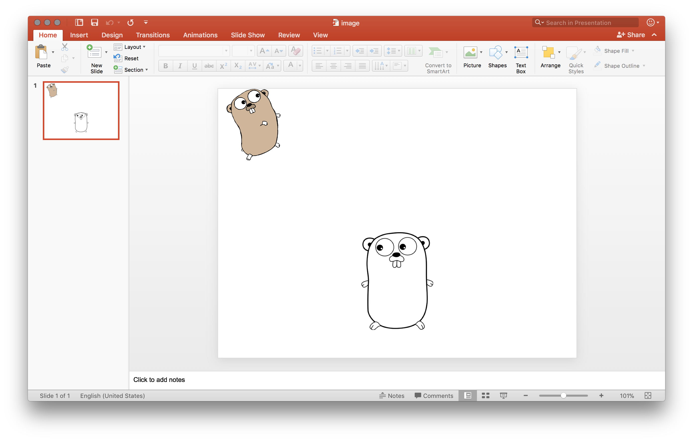 Slide with two gopher images