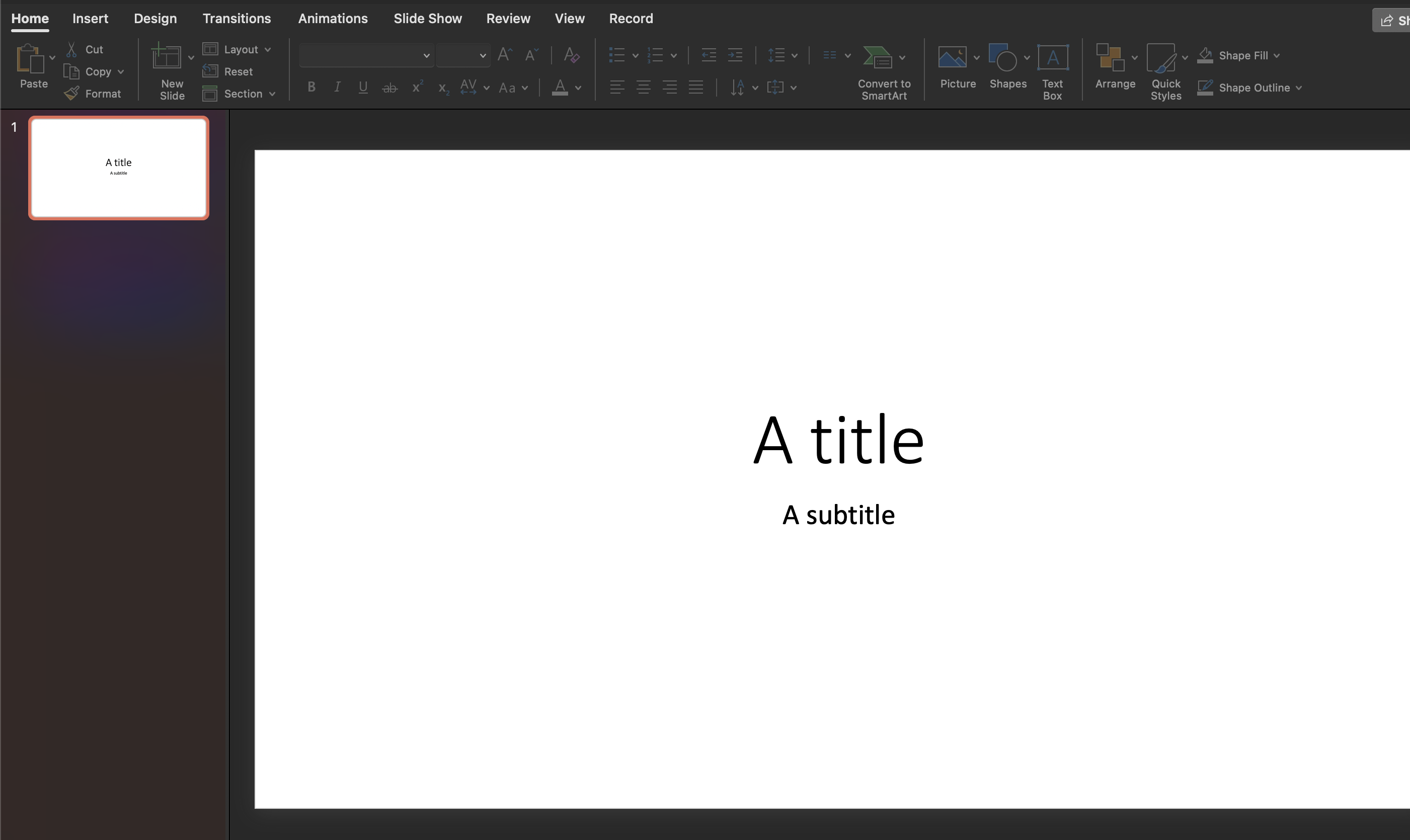 The template with a picture placeholder