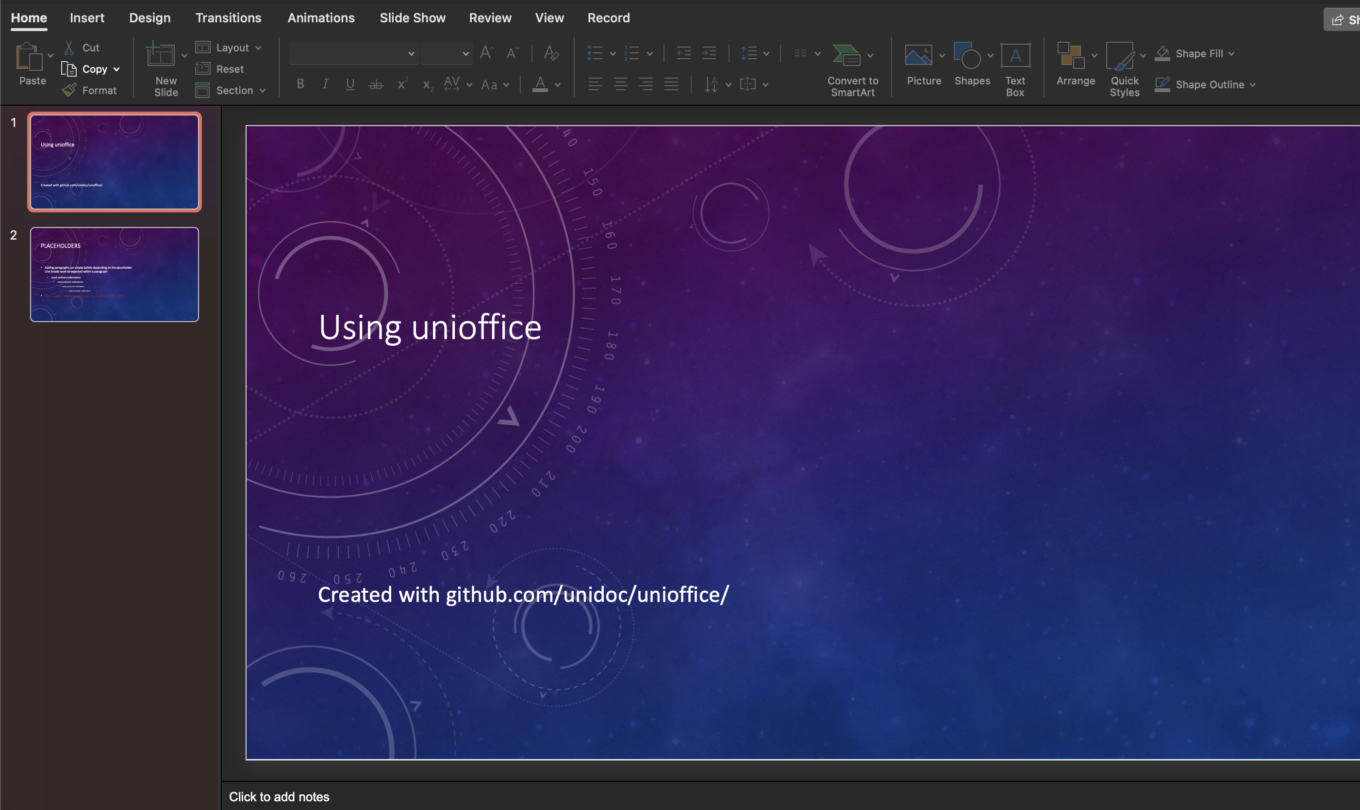 The generated presentation