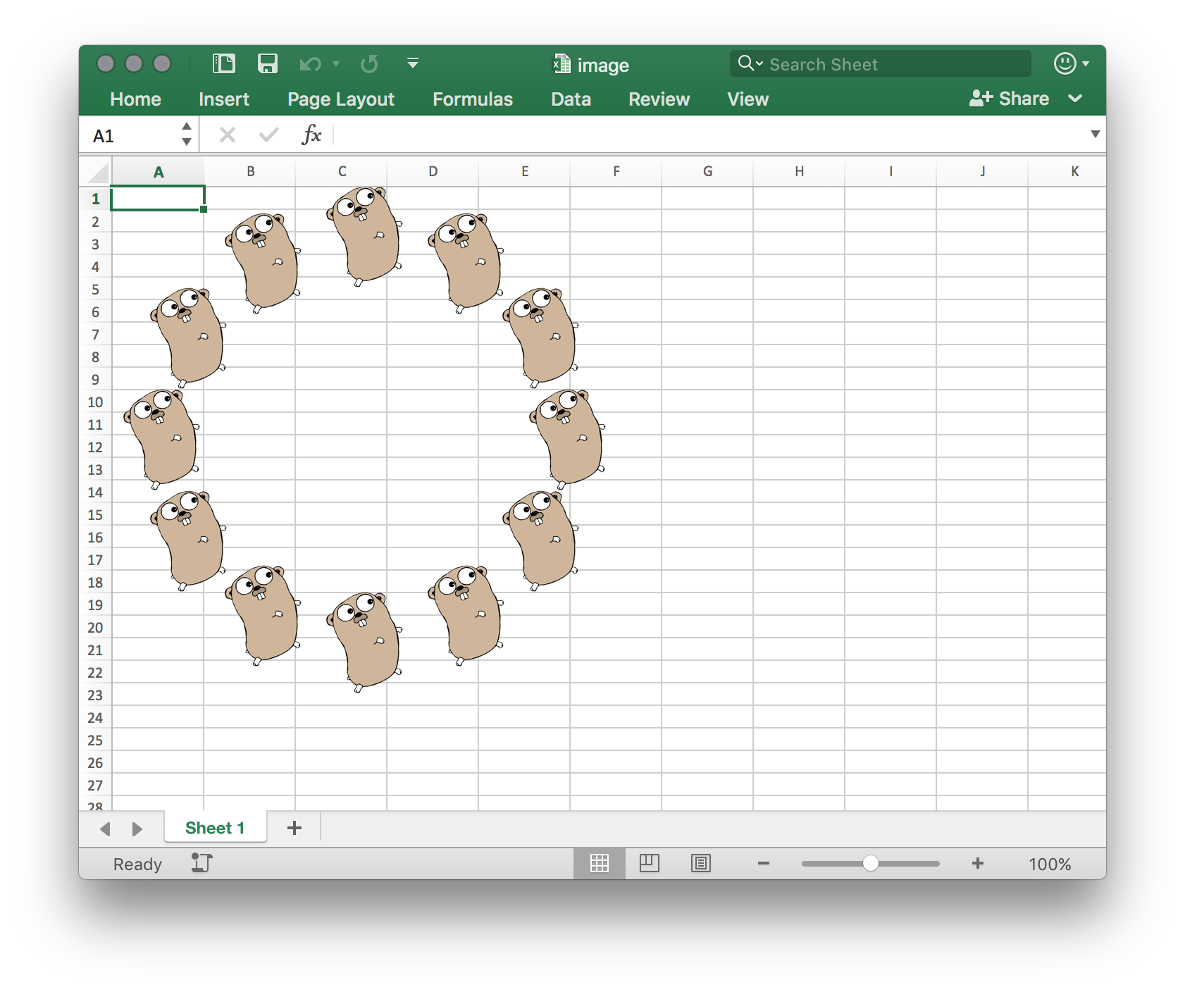 Sample spreadsheet with images