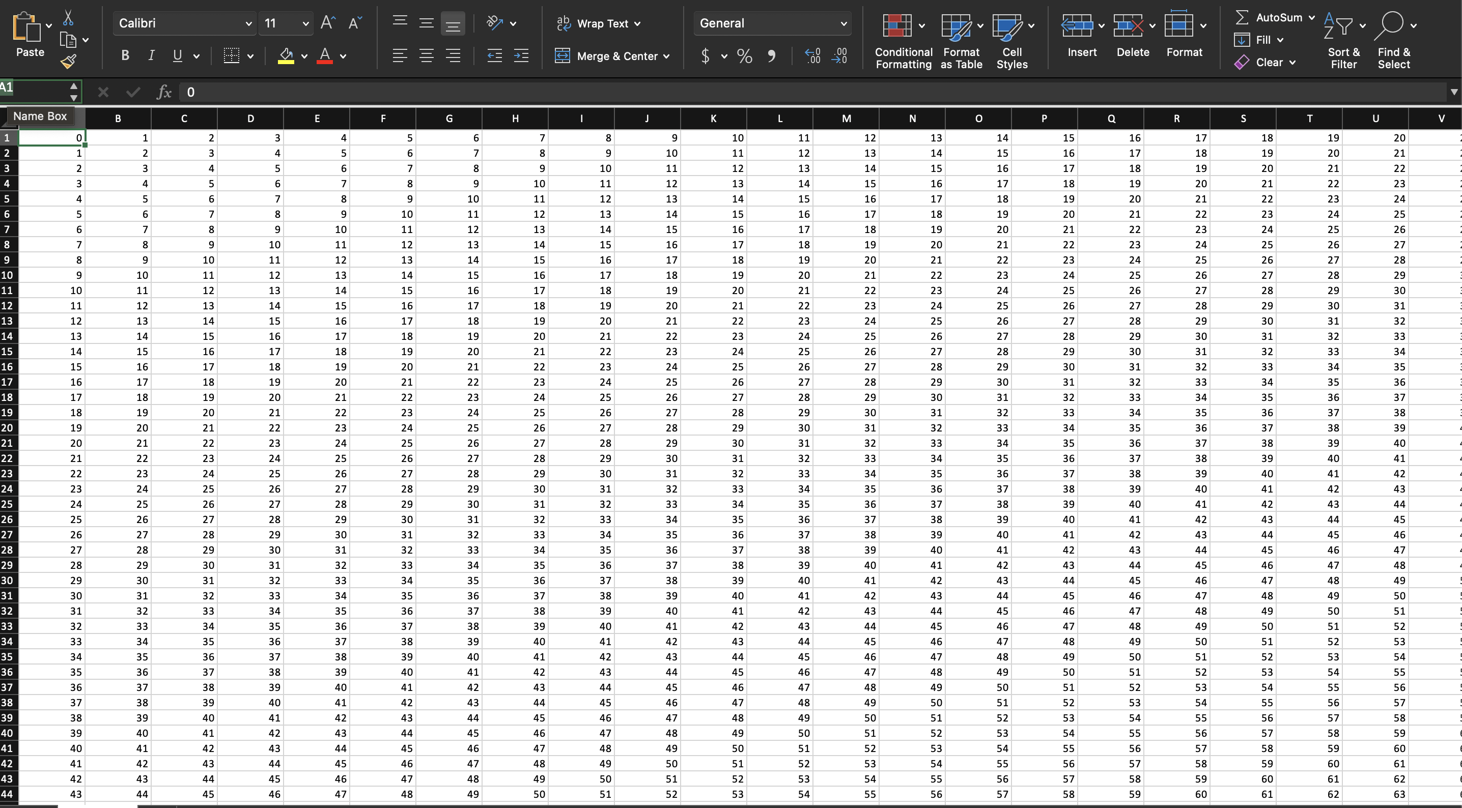 Generated sheet with 30000 rows of numbers