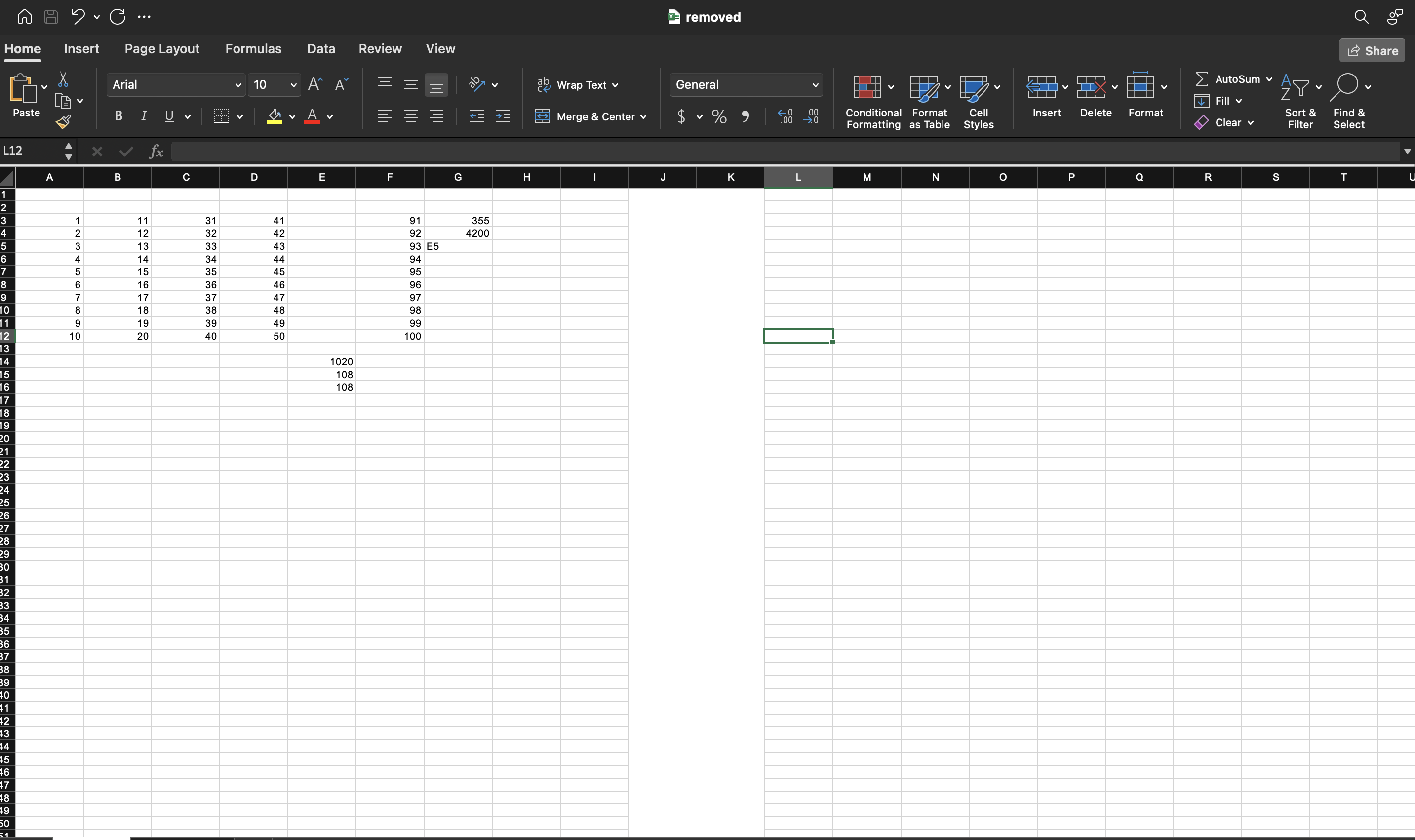 Output workbook with column C removed
