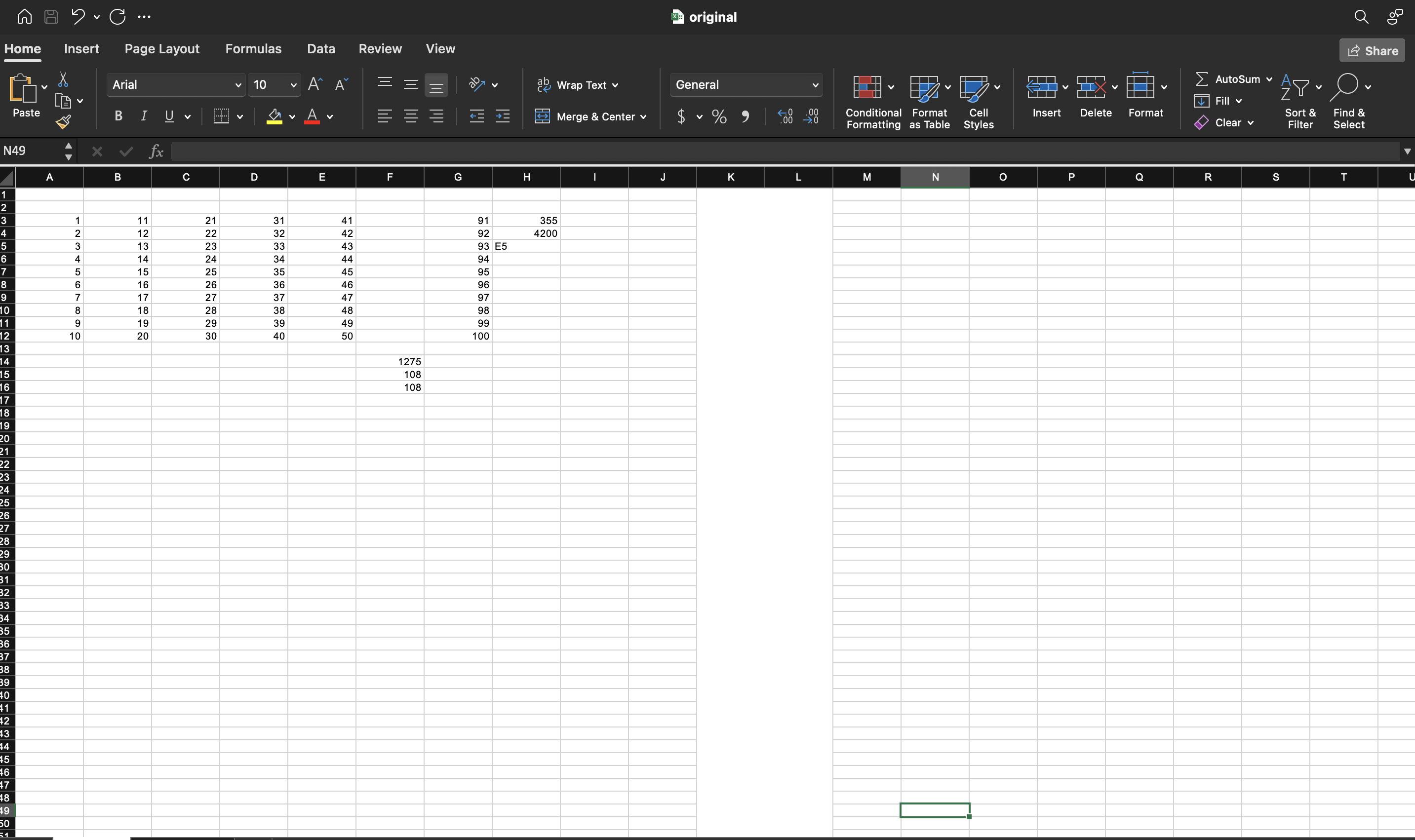 Input workbook before the column is removed