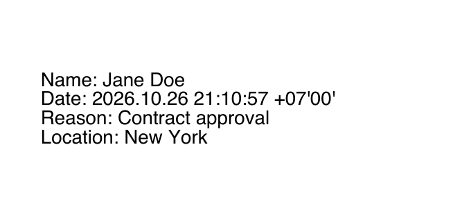 Signature box generated from the signature dictionary